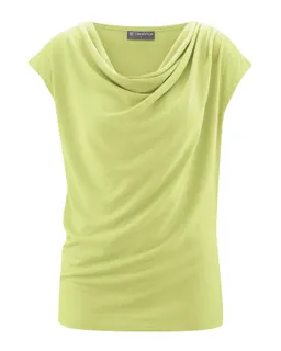 HempAge Hempage Damen vegan Top Mit Wasserfall Ausschnitt Lind Grün – Produktbild 1 von 1