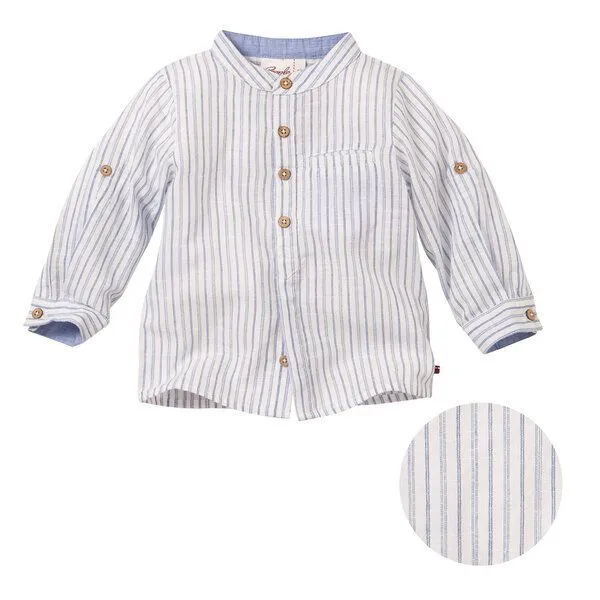 People Wear Organic People Wear Organic Langarm-Hemd, weiß-blau gestreift, aus Bio-Baumwolle – Produktbild 1 von 4