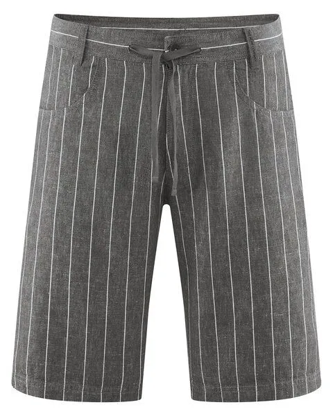 HempAge HempAge Gestreifte Herren-Shorts Hanf/Biobaumwolle, Asphalt(grau), – Produktbild 2 von 4