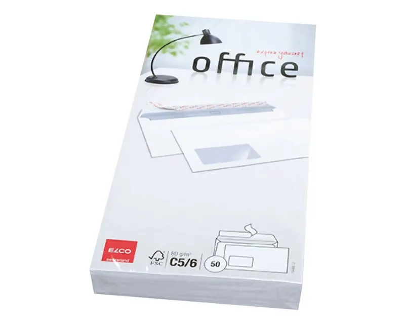 Elco Elco Briefumschlag Office, C5/6, mit Fenster, Haftklebung, Weiß, – Produktbild 2 von 5