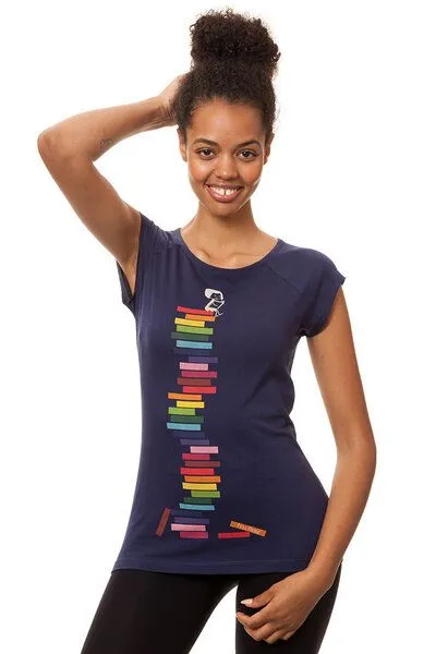 FellHerz FellHerz Damen T-Shirt Books Girl Bio Fair, Midnight (blau), – Produktbild 1 von 4