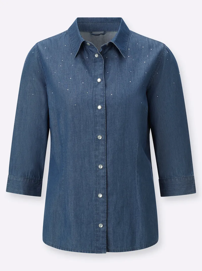 Witt Jeansbluse blue-bleached, Blue-bleached, – Produktbild 1 von 2