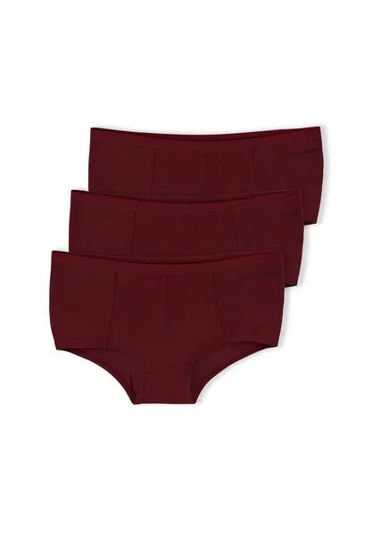 ORGANICATION ORGANICATION BLAIRE | Boyshorts Panty aus Bio-Baumwolle und TENCEL Modal im 3er-Pack, Bordeaux, – Produktbild 1 von 4