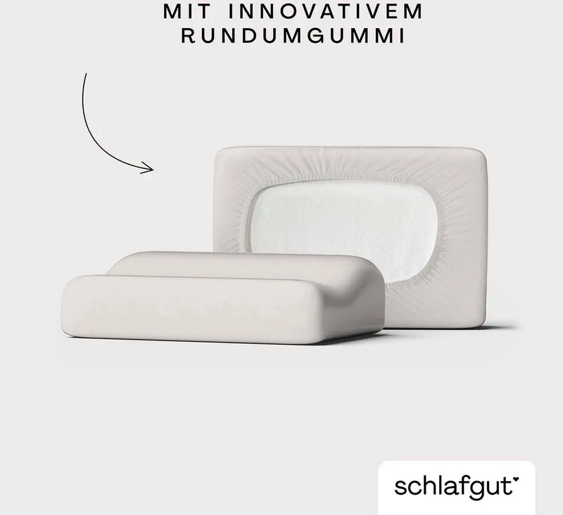 Schlafgut Schlafgut Kissenbezug Pure flexibler Kissenbezug für Nackenstützkissen, (1 Stück), Bio-Baumwolle mit Elasthan, mit Gummizug, bügelfrei, Beige, – Produktbild 1 von 5