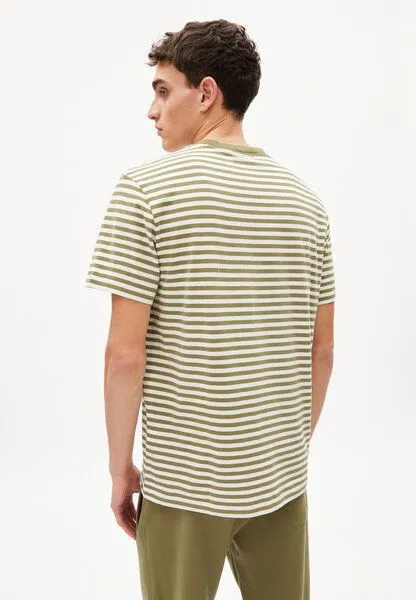 ARMEDANGELS ARMEDANGELS AADON STRIPES - Herren T-Shirt Relaxed Fit aus Bio-Baumwolle, Oliva-off white, – Produktbild 2 von 4