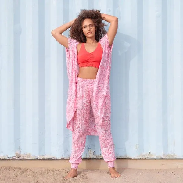 Jaya Jaya LOUISE - Damen - leichter Sommercardigan für Yoga und Freizeit, Hawaiired/rot, – Produktbild 1 von 2