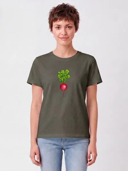watapparel watapparel T-Shirt Frauen Radieschen, Khaki, – Produktbild 2 von 2