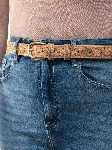 Simaru Simaru Damen Kork Gürtel mit edler Schnalle Veganer Gürtel - Maceio, Beige, – Produktbild 1 von 2