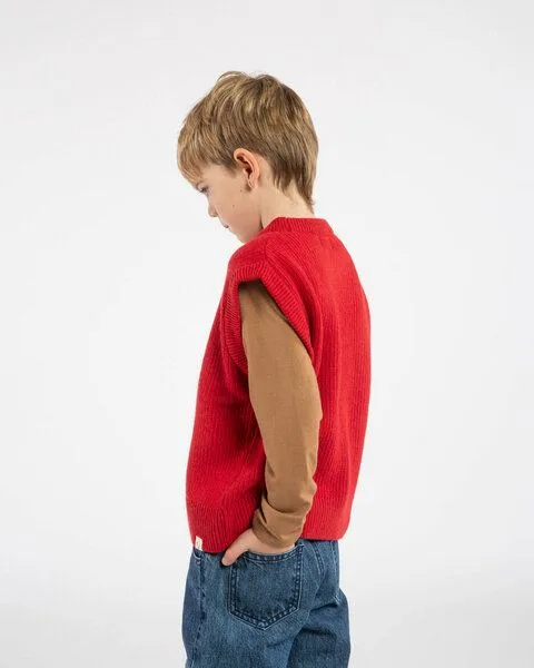 MATONA Matona Gestrickter Pullunder für Kinder aus Bio-Baumwolle und Wolle / Hug Vest, Poppy, – Produktbild 3 von 4