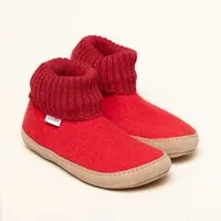 Gottstein Gottstein Hüttenschuh Dakota - Hoher Filzhausschuh für Damen & Herren aus 100% Schurwolle mit extra bequemer Ledersohle & elastischem Strickbund, Mittel-rot, – Produktbild 1 von 1