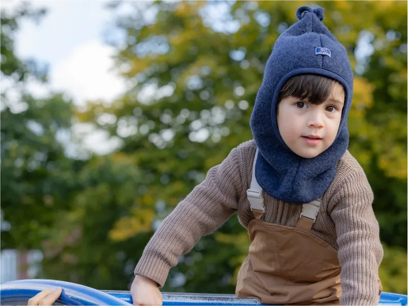 Pickapooh Pickapooh Baby und Kinder Schlupfmütze Mara Bio-Schurwolle Fleece marine Gr.48, Blau, – Produktbild 2 von 2