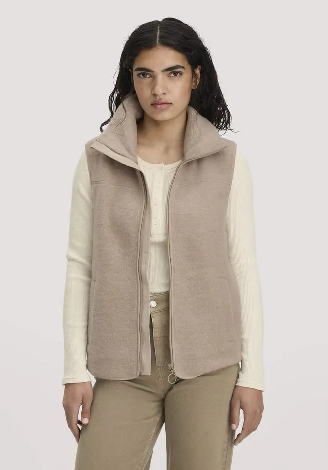 hessnatur hessnatur Fleeceweste Regular aus reiner Merinowolle (1-tlg), Beige, – Produktbild 1 von 5
