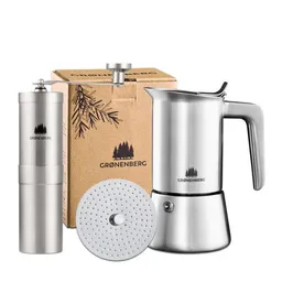 GROENENBERG GROENENBERG Kaffee Spar Set 2 | Espressokocher Induktion (4|6 Tassen) + Kaffeemühle – Produktbild 1 von 1