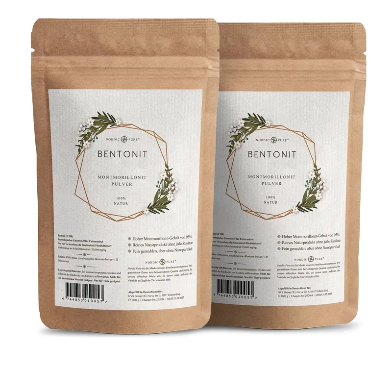 Nordic Pure Nordic Pure Bentonit Pulver (95% Montmorillonit), extra fein 2x500 g – Produktbild 1 von 3