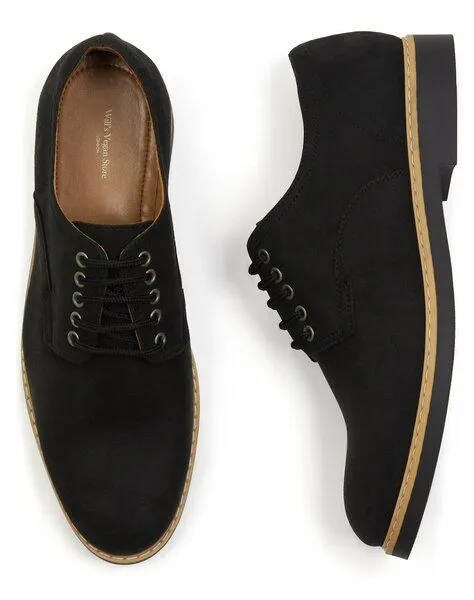Will's Vegan Shop Will's Vegan Shop Charakteristische Derbys Schwarzes Veganes Wildleder Herren, Schwarzes veganes wildleder, – Produktbild 1 von 1