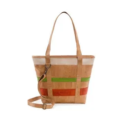 Kork-Deko Kork-Deko Kork-Handtasche (großer Shopper) in beige-grün-rot – Produktbild 1 von 1