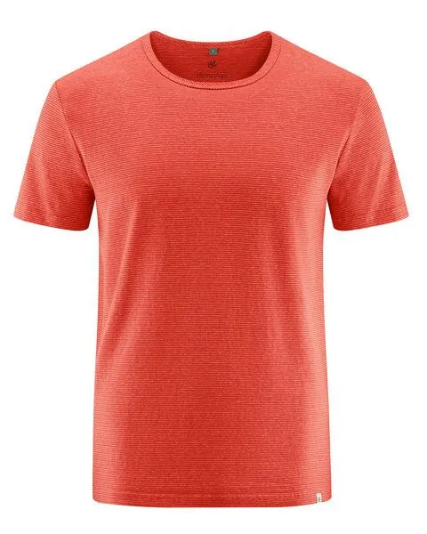 HempAge HempAge Herren Ringel-T-Shirt 55% Hanf, 45% Biobaumwolle, Magna (rot), – Produktbild 3 von 4