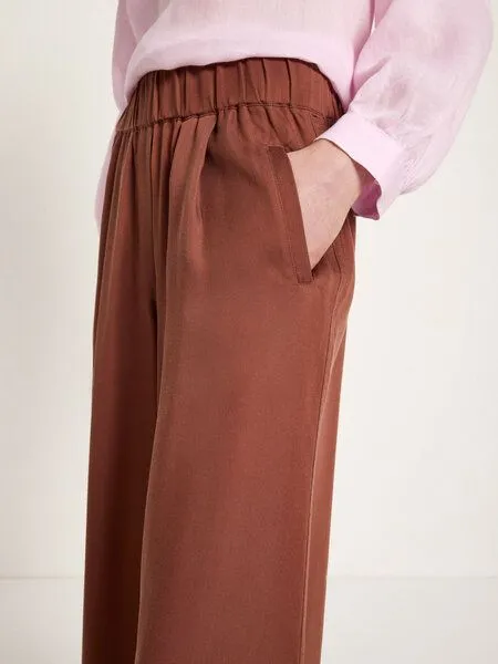 LANIUS LANIUS Hose mit weitem Bein aus TENCEL, Dark mocca, – Produktbild 4 von 4