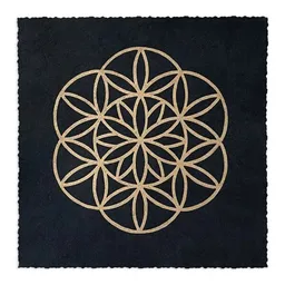Veskor Cassiopeia Veskor Cassiopeia FLOWER PETALS OF LIFE Heilige Geometrie Linoldruck | 16 × 16 cm | Gold auf Schwarz – Produktbild 1 von 1