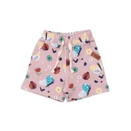 Walkiddy Kinder Shorts GOTS zertifiziert – Bio-Baumwolle mit Elasthan, Rosa mit Marienkäfer- & Schmetterlingsmotiv | Walkiddy – Produktbild 1 von 1