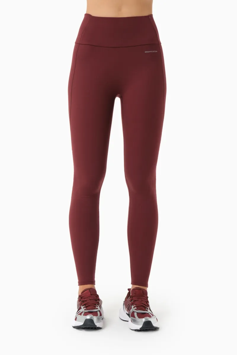 ORGANICATION ORGANICATION Damen vegan Leggings Hohe Taille Linnda Bordeaux, Dunkelrot, – Produktbild 2 von 2
