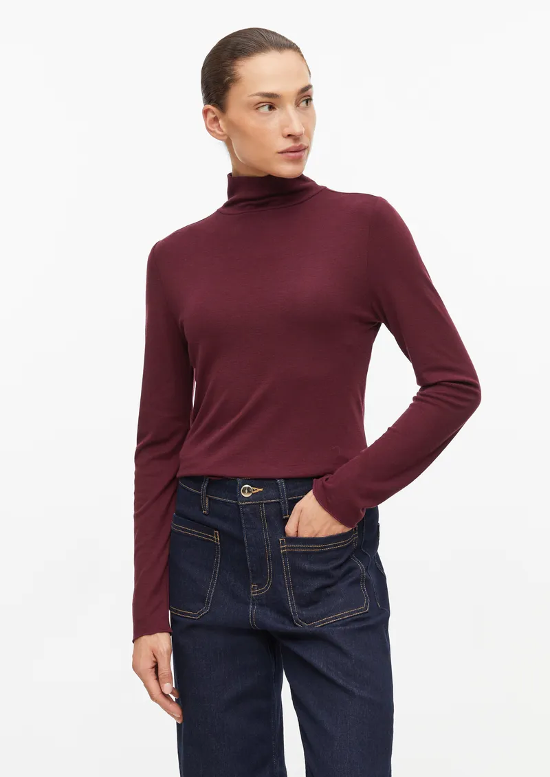 s.Oliver Dünnes Rollkragenshirt aus Lyocell-Woll-mix, Rot, – Produktbild 2 von 3