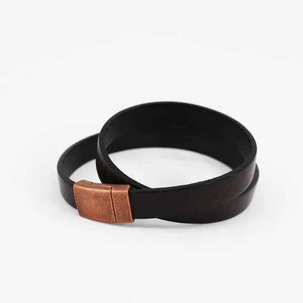 Mitienda Shop Mitienda Shop Lederarmband mit Magnetverschluss Unisex, Dunkelbraun-kupfer, – Produktbild 2 von 2
