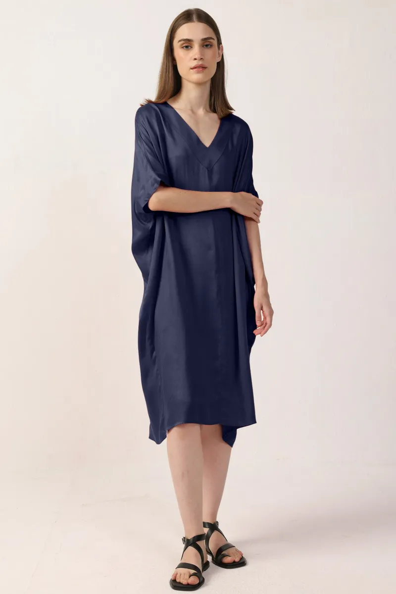 Neu Nomads Neu Nomads Damen vegan Kleid Kaftan Francine Mitternacht, Extra dunkelblau, – Produktbild 1 von 1