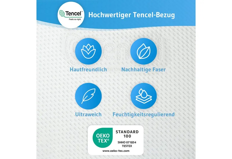 Third of Life, Topper Matratzen-Topper EcoON mit Tencel Bezug, 6 cm hoch, Memory-Schaum, Ergonomische Matratzenauflage, Atmungsaktiv & Feuchtigkeitsregulierend – Produktbild 5 von 5