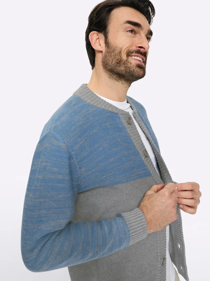 marco donati Strickjacke grau-mittelblau-meliert, Grau-mittelblau-meliert, – Produktbild 2 von 2