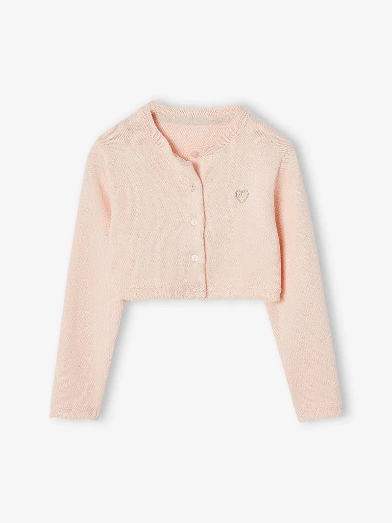 Vertbaudet Festlicher Bolero mit Herz-Stickerei Mädchen hell, Hellrosa, – Produktbild 2 von 4