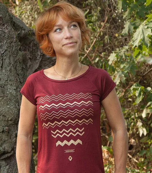 päfjes päfjes ZickZack Zacken - Fair gehandeltes Tencel Frauen T-Shirt, Gold, – Produktbild 1 von 4