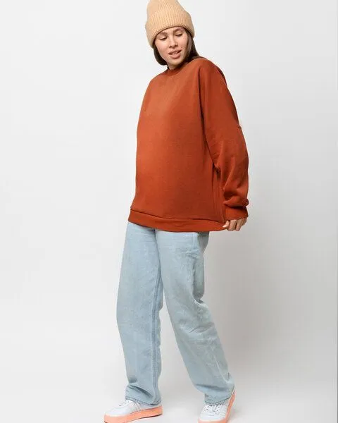 Kultgut Kultgut For all Day - Oversize Damen Sweatshirt / Uni, Terrarot, – Produktbild 3 von 4