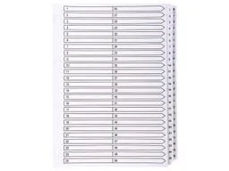 Exacompta 4 Exacompta Register, 50 bedruckte Taben numerisch, 160 g/m², DIN A4, weiß – Produktbild 1 von 1