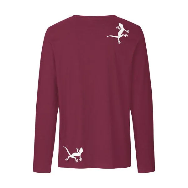 HANDGEDRUCKT HANDGEDRUCKT "Geckos" Männer Longsleeve, Bordeaux, – Produktbild 2 von 3