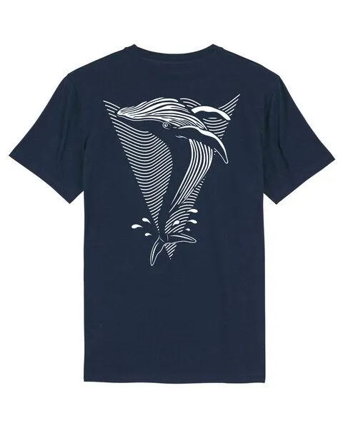 vis wear vis wear Wal - Göttin der Ozeane - Back Print Premium T-Shirt, Navy, – Produktbild 1 von 2