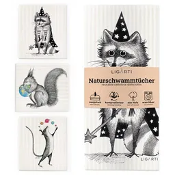 LIGARTI Schwammtücher 3er-Set »Bunter Mix« von LIGARTI | wiederverwendbar | kompostierbar | Naturschwammtücher – Produktbild 1 von 1