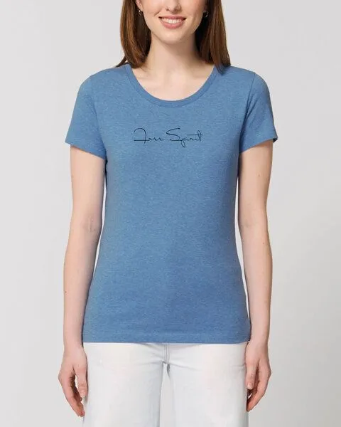 Human Family Human Family Bio Damen Rundhals T-Shirt "Amare - Free Spirit", Blau-meliert, – Produktbild 1 von 3