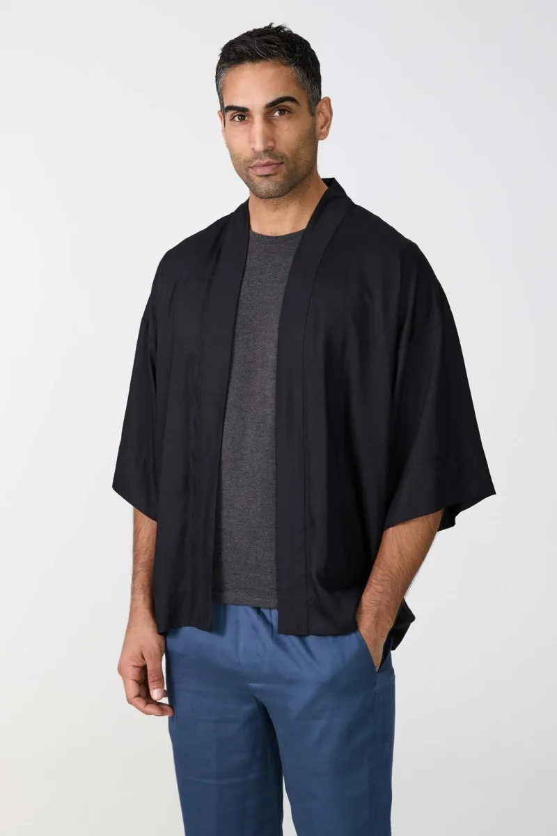 Yahmo Yahmo Herren vegan Kimono Erich Schwarz, Schwarz, – Produktbild 2 von 2