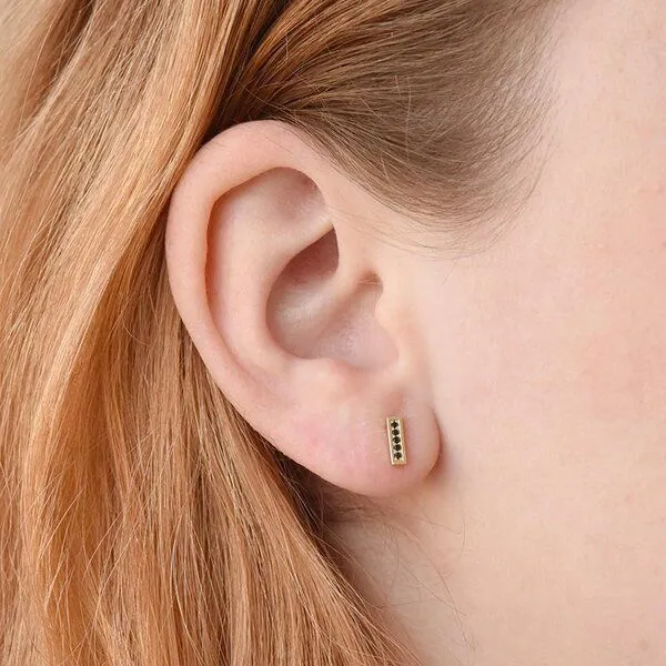 Eppi Eppi Minimalistische Ohrringe mit schwarzen Diamanten Ismail, Gelb, – Produktbild 3 von 3