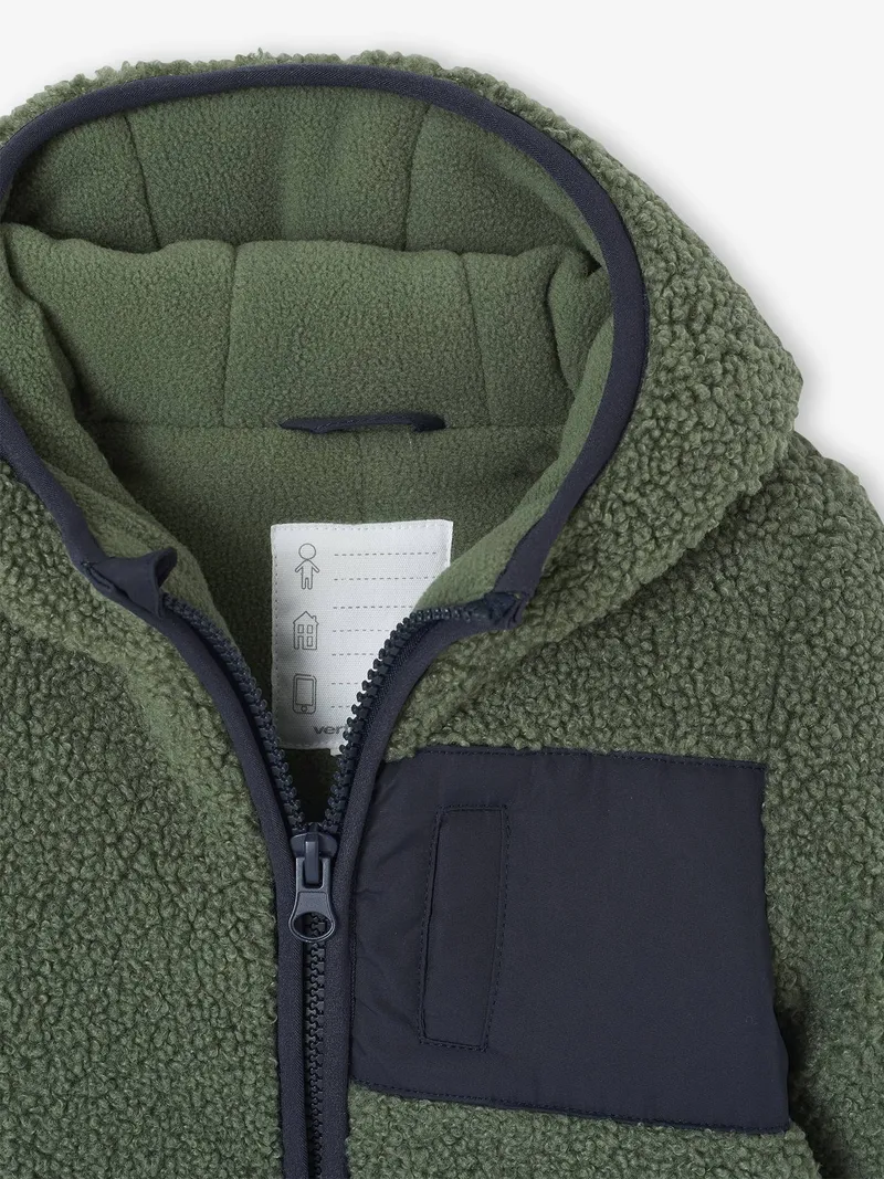 Vertbaudet Baby Winter-Overall mit Teddyfleece, Khaki, – Produktbild 2 von 3