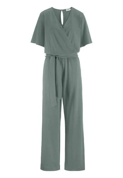 hessnatur hessnatur Jersey Overall Regular in reiner Bio-Baumwolle, Mattgrün, – Produktbild 3 von 4