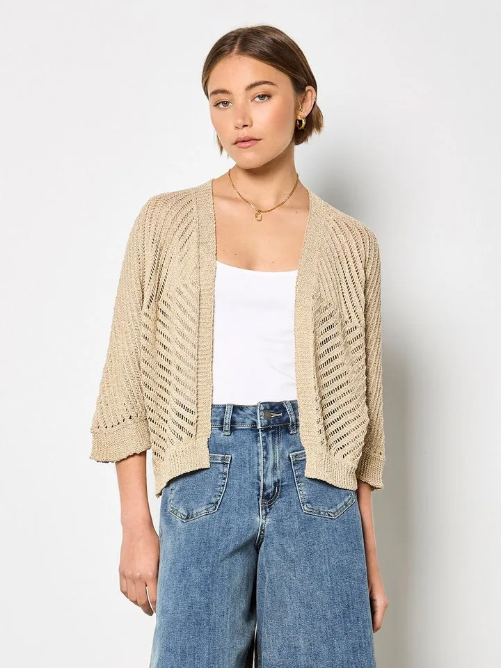 Apricot Apricot Cardigan Goldfarbener, schimmernder Strick-Cardigan mit Goldschimmer, Gelb|goldfarben, – Produktbild 3 von 5