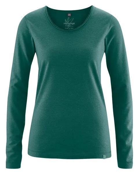 HempAge HempAge Damen Langarm-Shirt Lene Hanf/Bio-Baumwolle, Spruce, – Produktbild 1 von 4