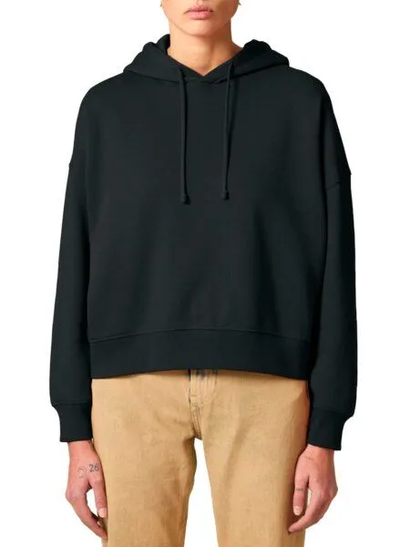 YTWOO YTWOO Moderner Damen Oversized Drop-Shoulder Hoodie Nachhaltig aus 100% Biobaumwolle, Schwarz, – Produktbild 1 von 4