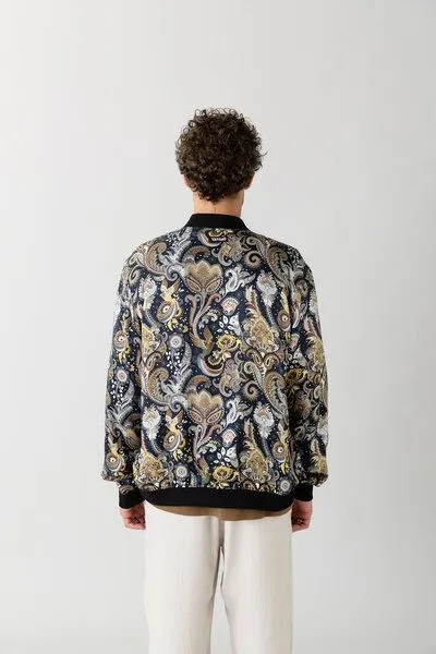 Yahmo Yahmo Cupro/Tencel Laslo Wendejacke, Bird/navy (blau), – Produktbild 2 von 4