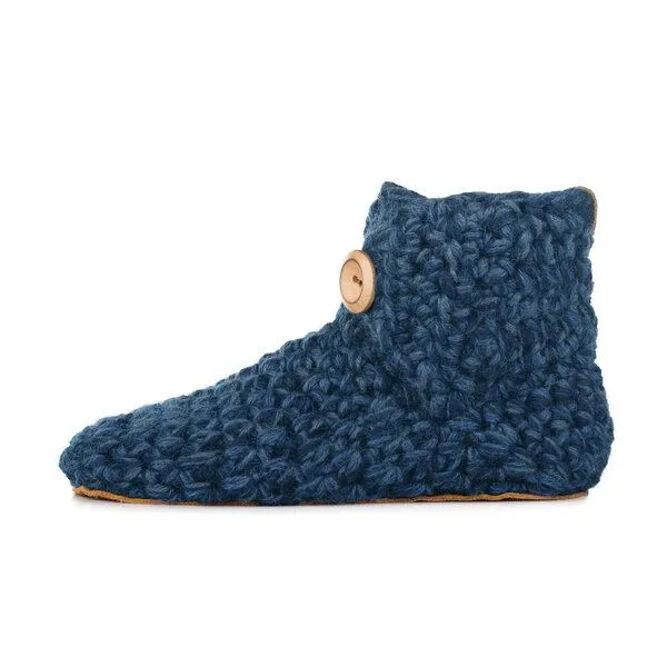Kingdom of Wow Extra Warme Hüttenschuhe aus weichem Wollgarn – extra dick, Damen & Herren, handgefertigt | Kingdom of Wow, Midnightblue, – Produktbild 3 von 4