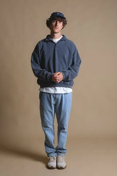 Trendsplant Trendsplant The Super Heavy Oversized Quarter Zip Sweatshirt Total Eclipse, Blau, – Produktbild 3 von 4