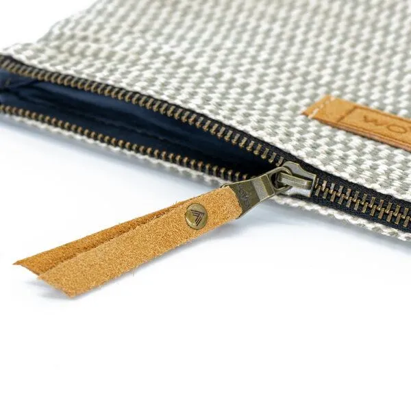Woven Woven Damen Tasche Fold Bag/Umhängetasche Baumwolle & Leder offwhite/grau – Produktbild 4 von 4