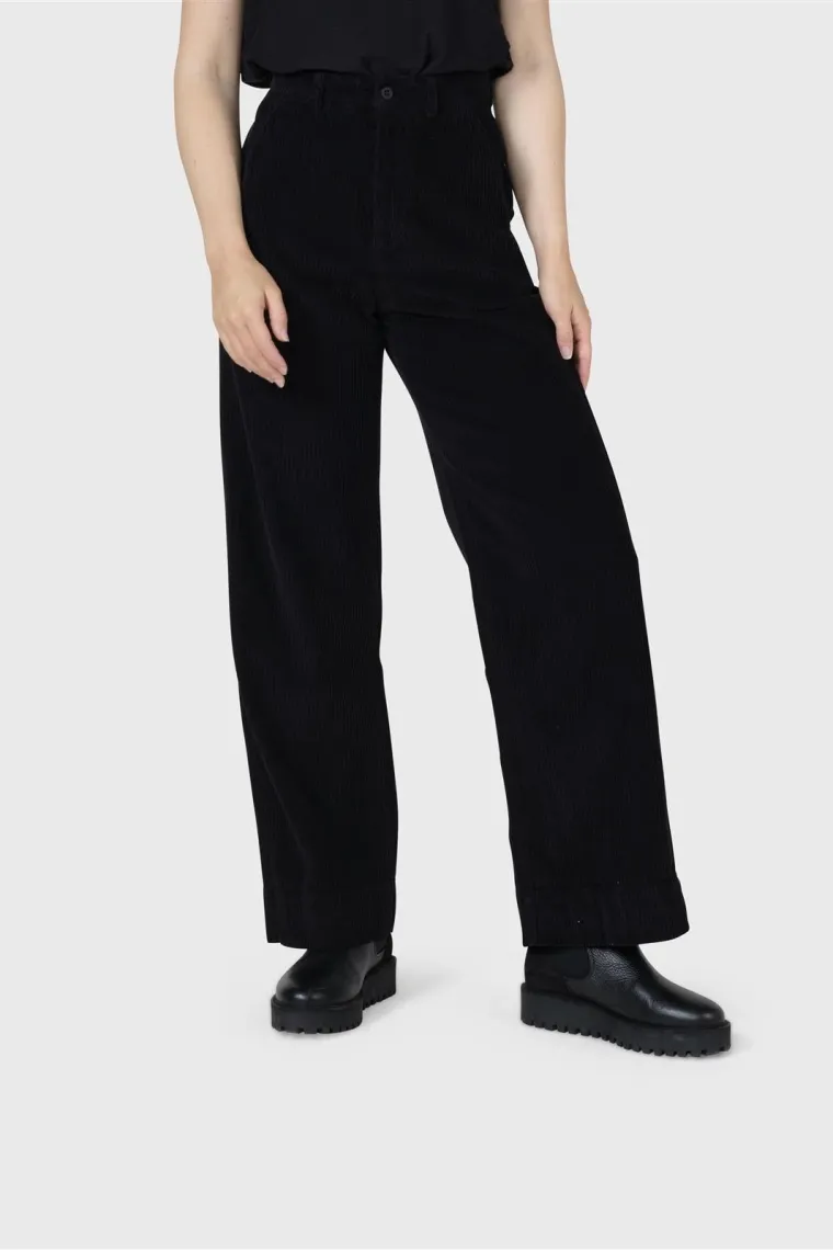 Klitmøller Klitmøller Damen vegan Hose Mit Weitem Bein Aus Cord Lydia Schwarz, Schwarz, – Produktbild 2 von 2